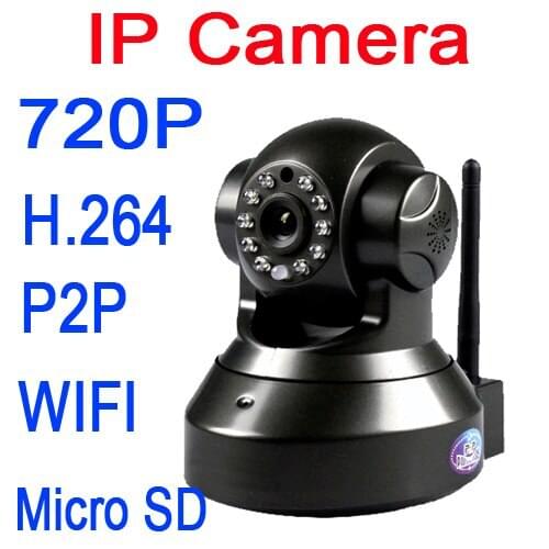 Ip camera Micro SD P2P Plug and Play 720P MegaPixel HD Wireless IP Camera with Pan/Tilt SD Card Slot and IR Cut 720p wifi H.264
