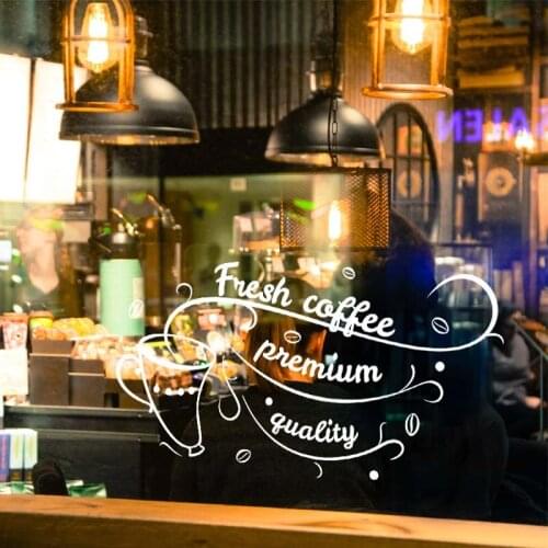 Coffee House Sign Logo Cafe Fresh Coffee Decor Cup Mug Wall Decal Sticker Vinyl For Window Door Mural