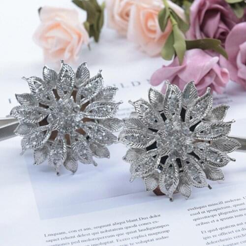 Flower Magnetic Curtain Tieback Rhinestone Curtain Buckle Holdback Drape Holder Decor