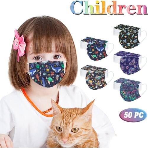 Ski Fasemask Mascarillas 10-100pcs Disposable Face Mask Children Decoarion Face Cartoon Fish Printed 3ply Filters Cute Balaclava