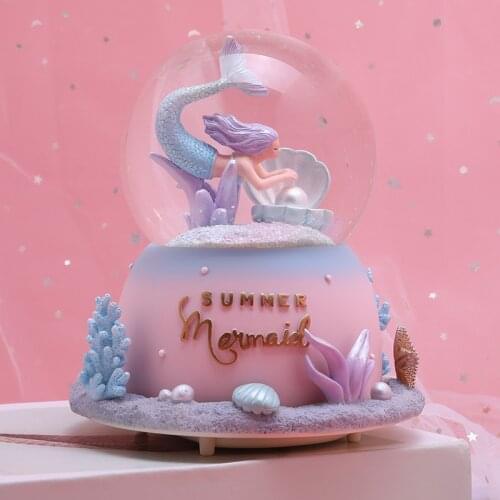 Mermaid musical jewelry box gift for girlfriend gift for boyfriend snow globe christmas music box home decoration accessories
