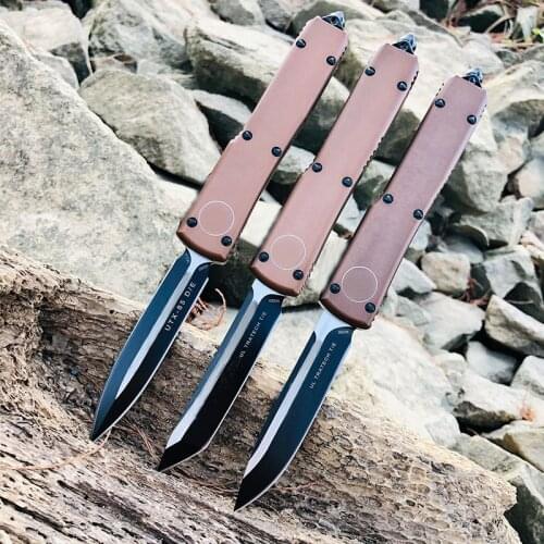 New Micro Technology UTX-85 Knife D/E Blade Anodized 6061-T6 Aero Aluminum Alloy Treatment Survive Pocket Knife EDC Tools