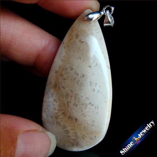 New Trendy Necklaces Pendants 24x49x10mm Natural Stone Coral Fossil Drop Beads Slide Jewelry For Women Free Shipping FS679