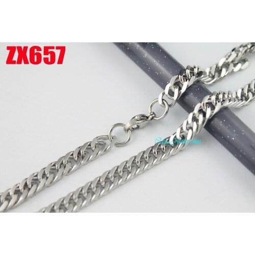 100% stainless steel necklace 6.3mm four surface flat NK chain Cuba chain fashion chains 20pcs ZX657