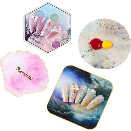 Nail Polish Mix Palette, Drawing Color Palette Nail Art DIY Tool (Square, Round, Hexagon, Shell, Butterfly)