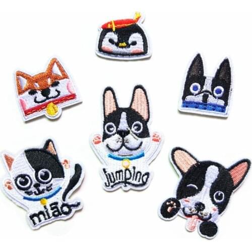 PGY Cartoon Wolf Dog Iron On Embroidered Clothes Cute Pet Deadpool Patches For Clothing Stickers Garment Apparel Accessories