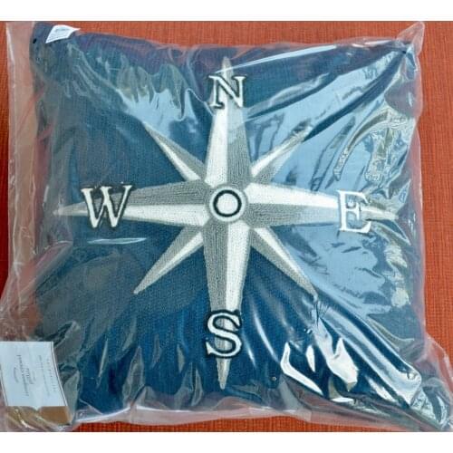 Outdoor Cushions Compass Double Thread Embroidered Pillow 16x16 Inch Sofa Cushion Summer New Style Beach Fun
