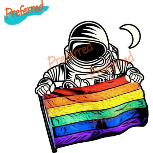 Pride Parade Astronaut and LGBT Flag Funny Car Stickers Waterproof Decoration Personality Vinyl Car Wrap Die Cutting