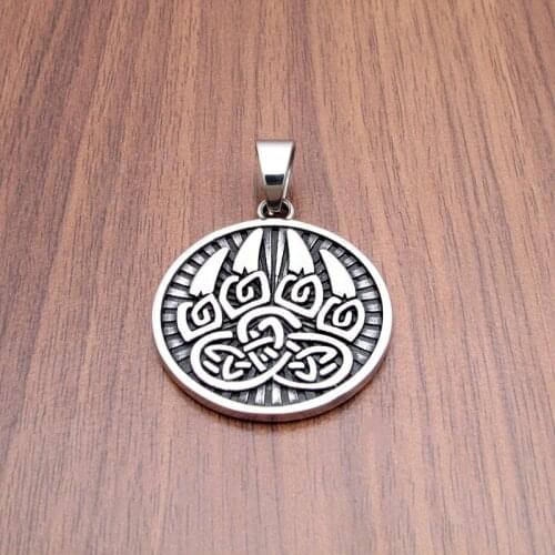 Drop Shipping Punk 316L Stainless Steel Classic Bear Claw Pendant Necklace Viking Animal Amulet Fashion Jewelry