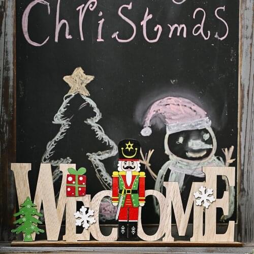 Christmas Decoration Supplies Wooden Walnut Soldier Letter Card Decoration Desktop Atmosphere Layout Decoration