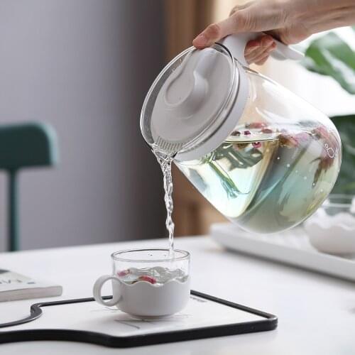 1pc Glass Juice Water Bottle Jug Drinkware Large Capacity Bottles Tea Pot with Lid Water Dispenser Container Household