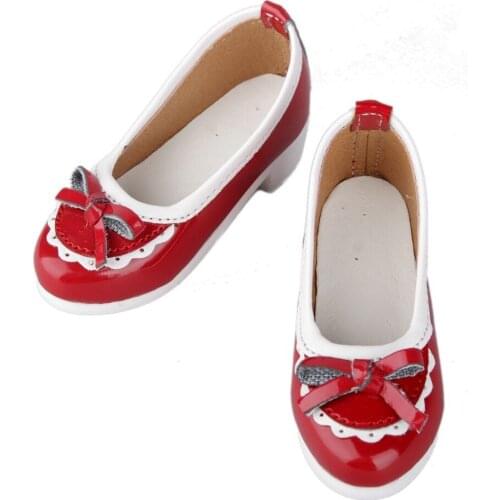 [wamami] 122# Red 1/4 MSD DOD BJD Dollfie Mid Heeled Bowite Synthetic Leather Shoes