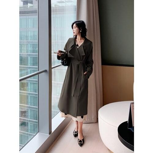 Womens Windbreaker Coat 2021 Spring New Korean Loose Medium Length British Style Popular Spring and Autumn Coat