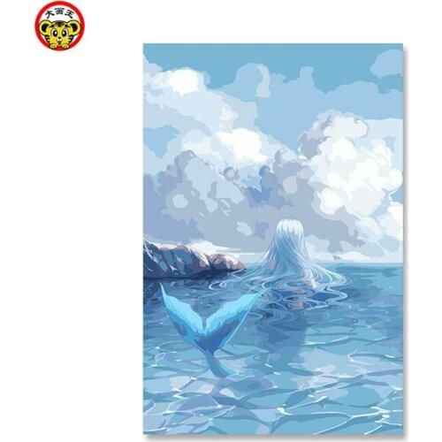 Painting by numbers art paint by number Mermaid Anime game Cartoon Seascape Oil DIY Digital Pictures Coloring By Number On Canv