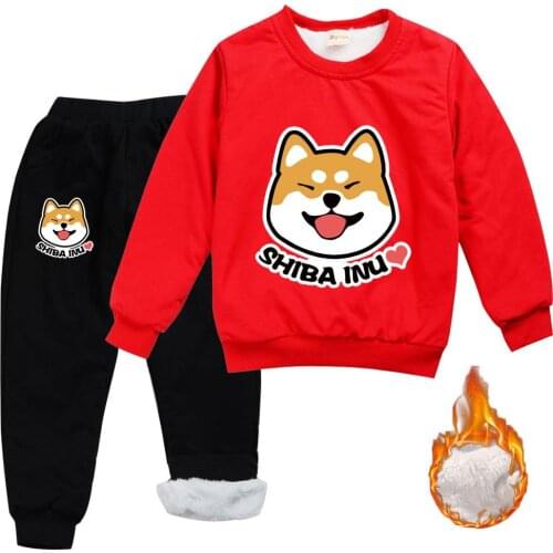 Children Clothing 2020 Winter Toddler Girls Warm Clothes Kawaii Cute Fat Shiba Inu Doge Costume Outfit Suit Kids Tracksuit Sets