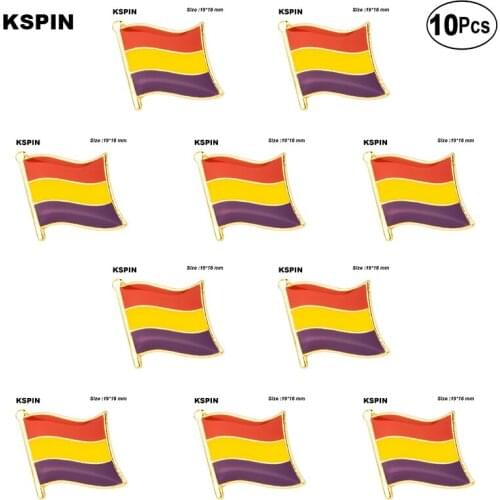 Spain Flag Brooches Lapel Pin Flag badge Brooch Pins Badges 10Pcs a Lot