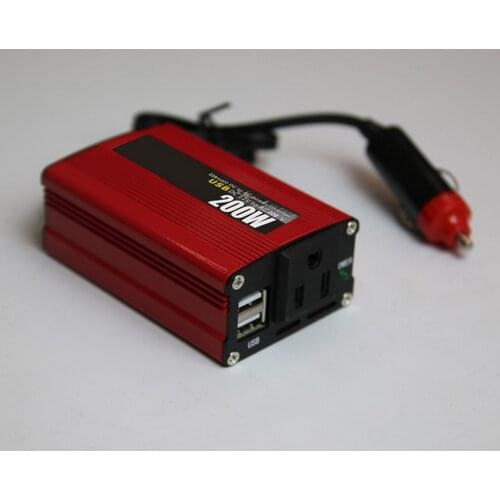2018 new Polarlander Sine Wave Red 200W Car with USB Modified DC 12V to AC 220V Power Inverter 50Hz hot sale