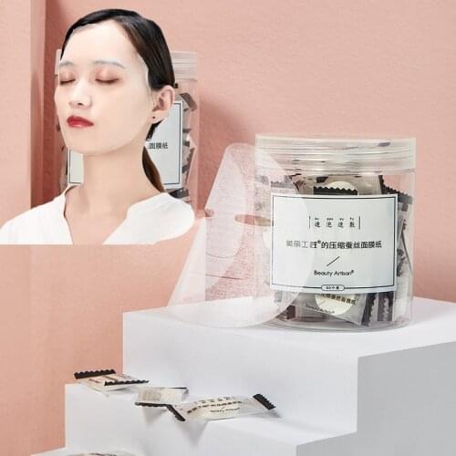 50pc/pask Compressed Face Mask Paper Disposable Sheet Silk Compression Mask Paper DIY Whitening Mask Sheet Paper Facial Natural