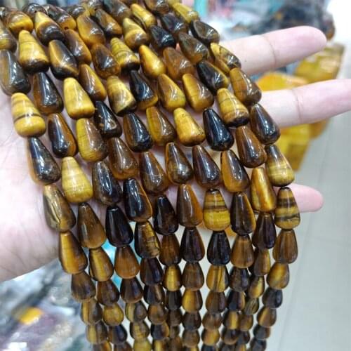 8x15mm Water Drop Shape Natural Tiger Eye Stone Beads For Jewelry Making DIY Loose Stone Beads Fit Bracelet Necklace Strand 16