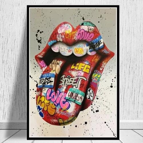Abstract Tongue Street Art Posters And Prints Graffiti Art Wall Paintings Print On Canvas Modern Art Pictues Home Decor Cuadros