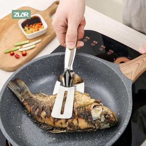 Stainless Steel Non-Stick Food Clip Tongs Fried Egg Cooking Turner Pancake Spatula Pizza Barbecue Omelet Kitchen Clamp