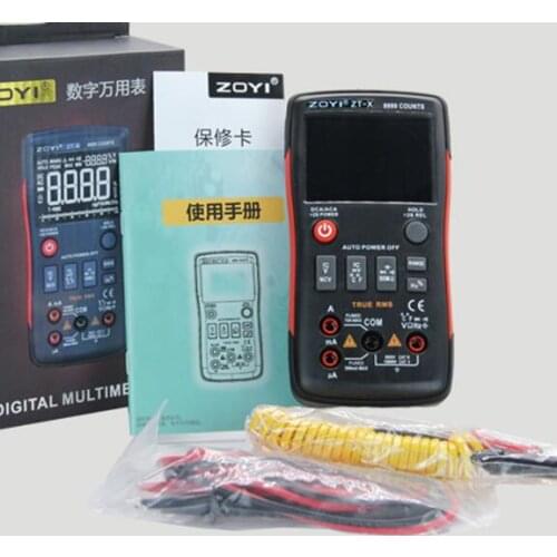 ZT-X Digital Multimeter Auto Range True RMS AC/DC Volt Amp Ohm Capacitance Duty Cycle NCV Diode Temperature Tester 9999 Counts