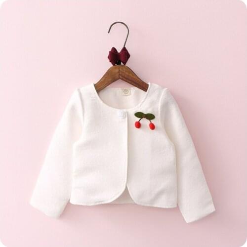 2016 Korean Childrens Garment Autumn New Pattern Girl Baby Cherry Loose Coat Cardigan Girl Joker Smock Fashion Jacket