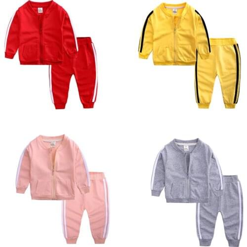 Childrens Suits 2021 Spring Autumn New Baby Girls Sports Suit Baseball Uniform Zipper Jacket + Casual Pants Two-piece Baby Set