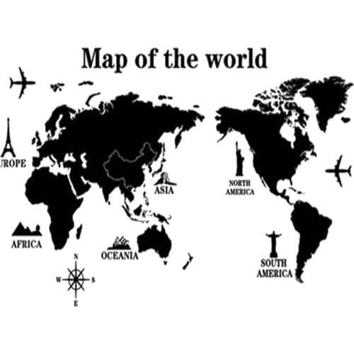 World Map Room Background Wall Decals Wall Stickers Peel and Stick Removable Wall Stickers for Home Bedroom Living Room