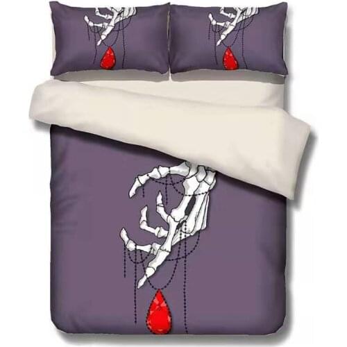 King Size Bedding Sets 3D Skull Bed Linen black duvet cover set with pillowcases Queen size Bed Comforer Set Home Textiles