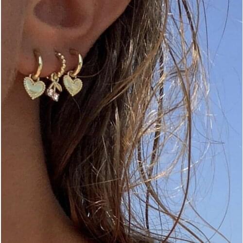 Hot Sales Bohemian Stylish Trendy Heart Drop Stud Earrings Gold Crystal Hoop Earrings For Women New Fashion
