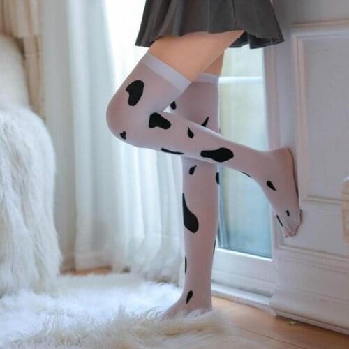 Cute Girl Stockings Cosplay Ladies Sexy Cow Spotted Milk Stockings Japanese Girls High Stockings Over Knee Stocks Dropshipping