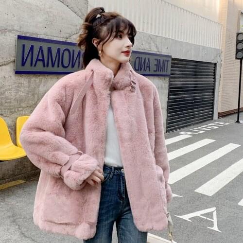 Lamb Fur with Plush 2021 New Loose Fashion Fur Jacket Women Winter Young Models Furry Leopard Print Imitation