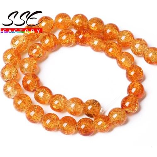 New Arrival Natural Orange Clear Snow Cracked Crystal Stone Beads 15'strand 8 10 12MM For Jewelry Making Diy Bracelet Wholesale