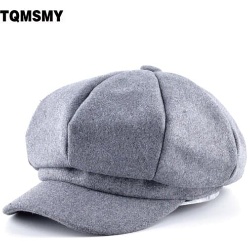 TQMSMY Autumn Imitation woolen fabric gorras planas Mans Newsboy Cap Solid color Berets women Casual hats for men Octagonal hat