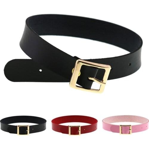 Fashion Belt Collar Choker Necklace PU Leather Choker Necklace for Women Men Punk Goth Gothic Accessories
