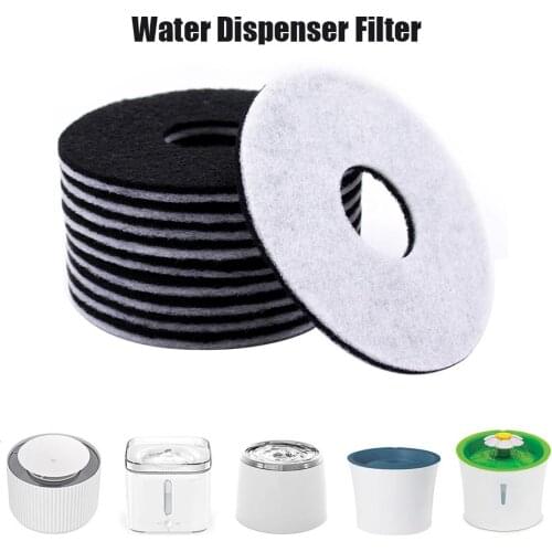 10 Pcs Activated Carbon Filter For Dog Cat Drinking Fountain Water Feeder Drinking Dispenser Replacement Round Filter Cotton