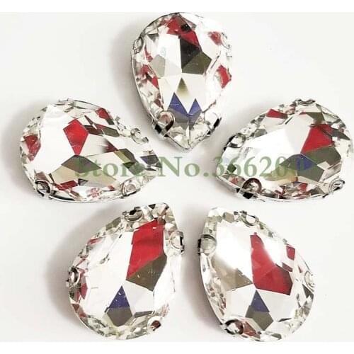 Anti hook clear white DR shape High quality AAAA Glass Crystal flatback sew on claw rhinestones,Diy Clothing accessories