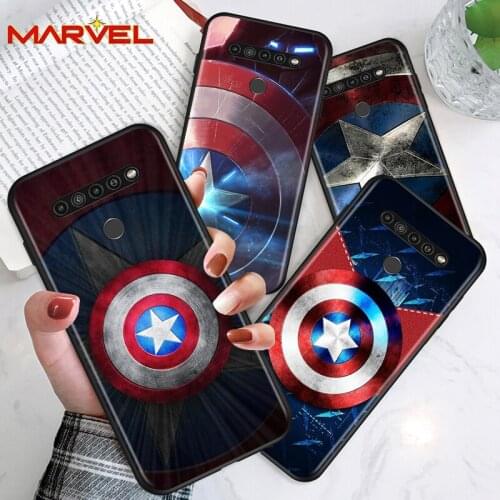 Shield captain america marvel for LG G8 G8S G8X V30 V35 V40 V50 V60 ThinQ Q60 K40 K50 K51 K61 K71 K92 K62 Soft Black Phone Case