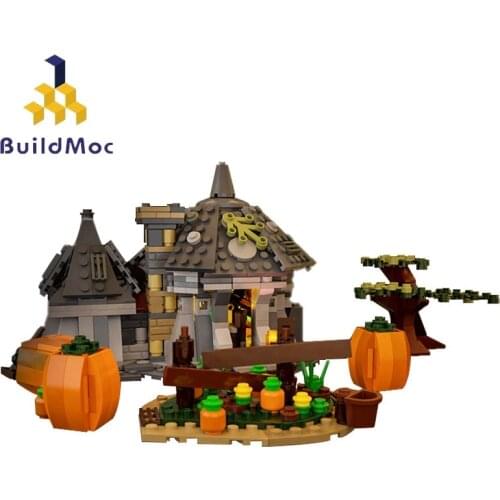 Buildmoc Magic Movie Creative Expert Hagriding Hut Halloween Pumpkin House City Architecture Building Blocks Toys For Children