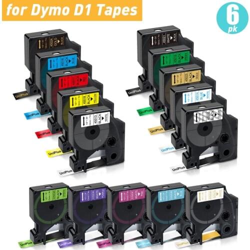 UniPlus 6PK 45013 45010 D1 Tape Compatible Dymo Label Tape 12mm for Dymo Label Maker LabelManager LM160 LM420PLM280 Color Tape
