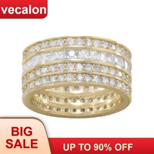 Vecalon 2018 Promise Finger Ring 925 sterling silver Full 5A Zircon Cz Party Wedding Band rings for women men Jewelry best Gift