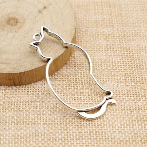 WYSIWYG 3pcs 53x27mm Charm Hollow Cat 3 Colors Hollow Cat Charms Hollow Cat Pendant Charms For Jewelry Making