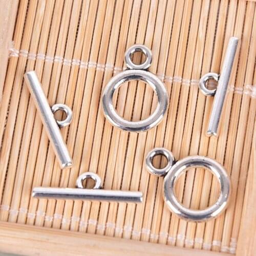20pcs=10sets Stainless Steel Round Clasps Open Ring Clasp Toggle Clasps End Connectors Necklace Bracelet DIY Jewelry Parts