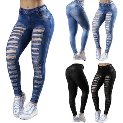 Factory stock 2021 womens jeans Street trendsetter washed cotton jeans dark high waist blue trousers women