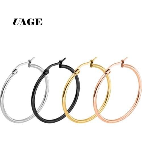 UAGE Fashion Simple Geometric Stainless Steel Gold Silver Color Hoop Earring For Women Hot Sale Punk Statement Earring Wholesale