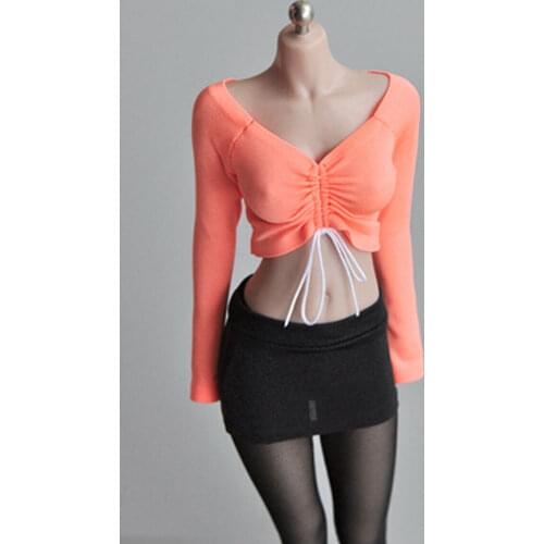 1/6th Orange Elastic Tight Drawstring Bottoming T-shirt Model for 12"TBL PH Body