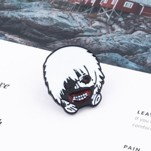 1PCS Anime Tokyo Ghoul Enamel Pins Brooch Ken Kaneki Mask Badge Brooches for Women Men Lapel pin Jewelry Gift Backpack Souvenir