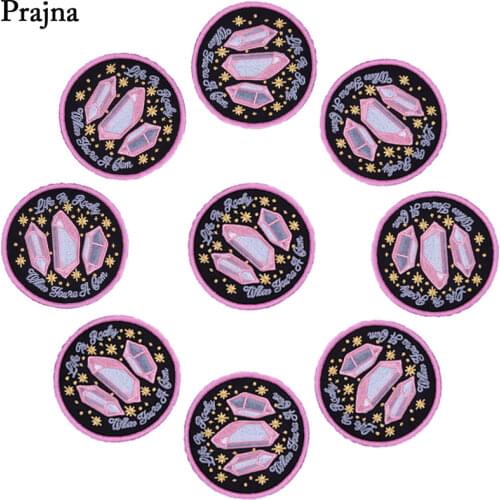 Prajna Cheap 10PCS Embroidered Round Diamond Patches For Clothing Badges Clever DIY Hippies Badges For Jeans Stickers Decoration