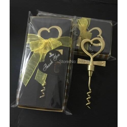100pcs Metal Golden Red Wine Love Heart Bottle Opener Love Heart Wedding Favors Party Decorations Gifts For Guests S2017113